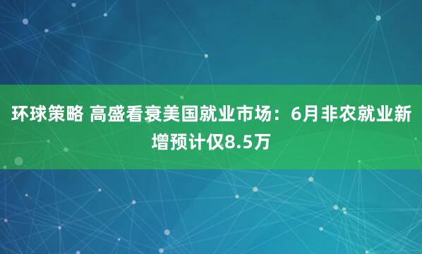 环球策略 高盛看衰美国就业市场：6月非农就业新增预计仅8.5万