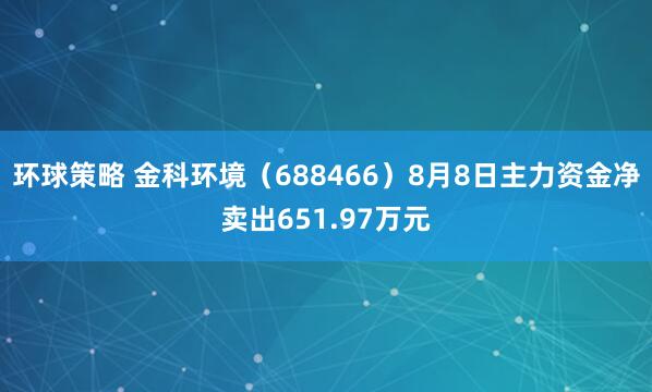 环球策略 金科环境（688466）8月8日主力资金净卖出651.97万元