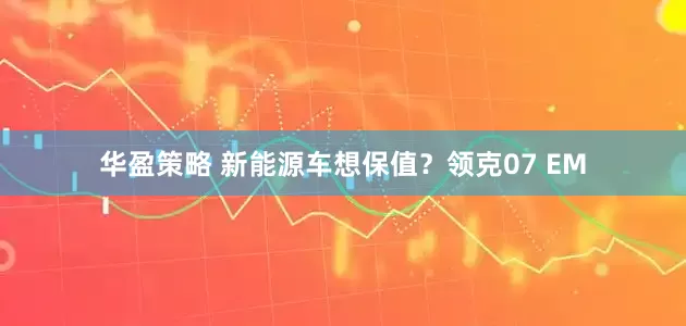 华盈策略 新能源车想保值？领克07 EM