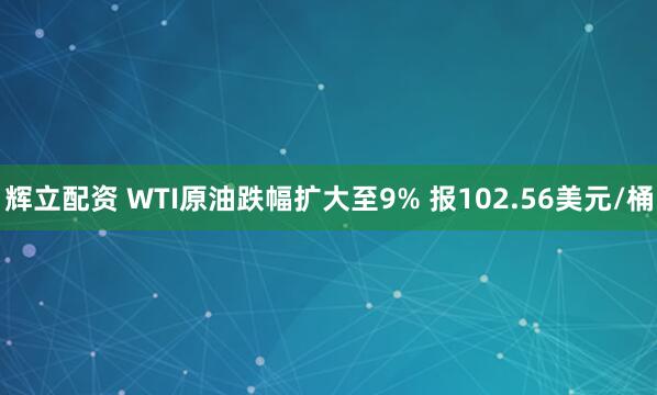 辉立配资 WTI原油跌幅扩大至9% 报102.56美元/桶